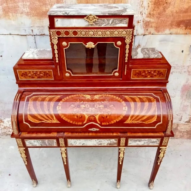 2020s French Napoleon III Style Secretary Desk With Gold Details For Sale - Image 5 of 6