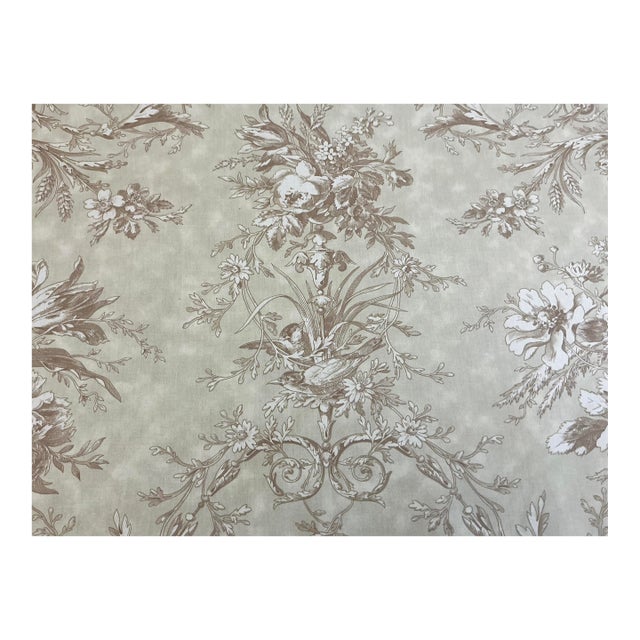 Laura Ashley 9+ Yds Queensway French Country Toile Fabric Sage Green Cotton Vintage 1990s New Old Stock For Sale