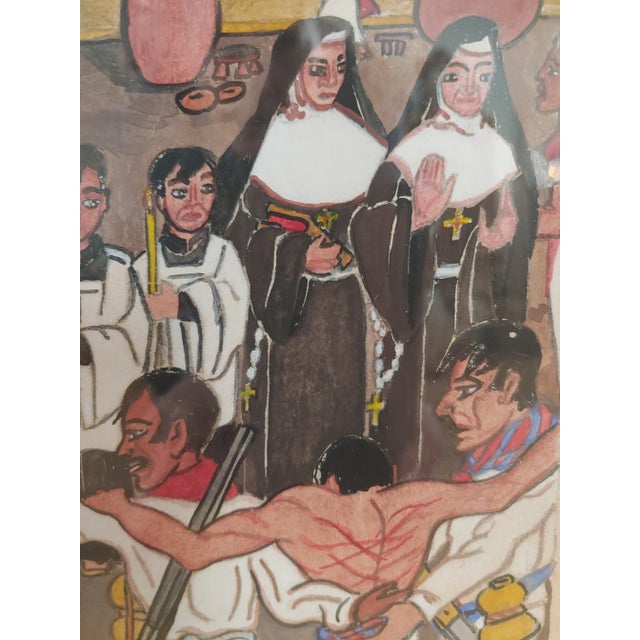 Early 20th Century Early 20th Century Vintage Outsider Art Folk Art El Grito Dolores Watercolor Painting, Framed For Sale - Image 5 of 9