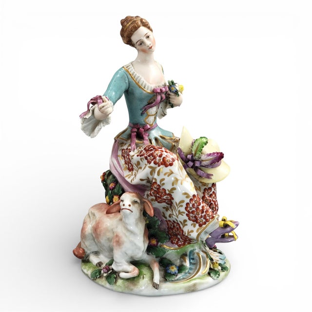 Shepherdess with Sheep Figurine in Porcelain, 1870s For Sale - Image 12 of 12
