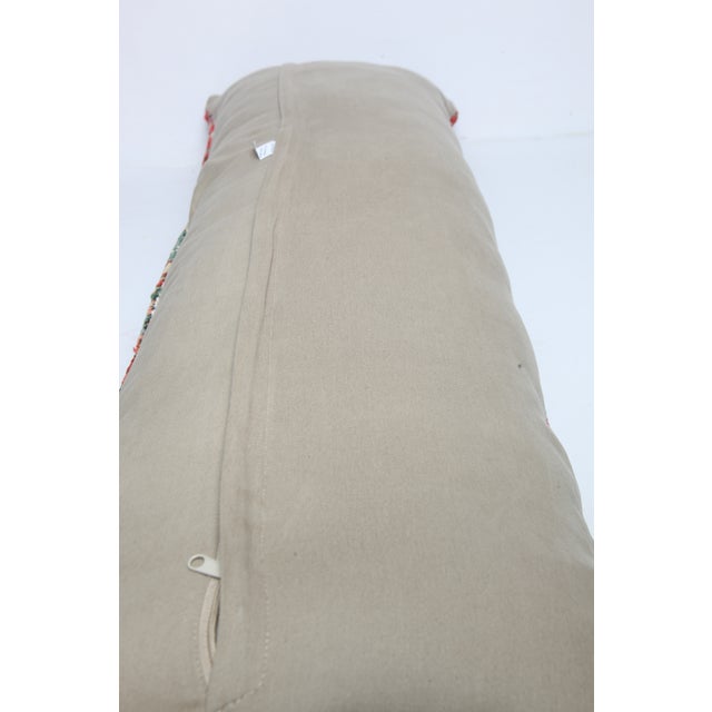 Red Antique Persian Oriental Heriz Rug Pillow Cover -16'' X 47'' For Sale - Image 8 of 8