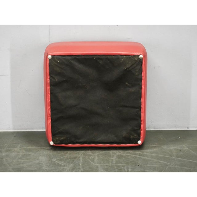 Animal Skin 1980s Italian Postmodern Red Faux Leather Pouf Ottoman For Sale - Image 7 of 9