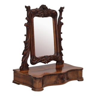 Vintage Danish Makeup Mirror with Jewelry Storage in Cherry, 1920s For Sale