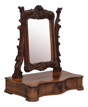 Vintage Danish Makeup Mirror with Jewelry Storage in Cherry, 1920s