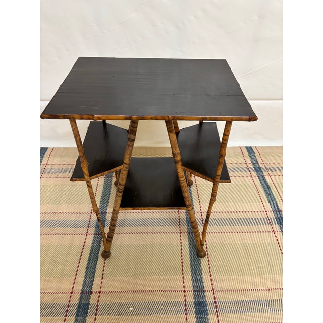 Early 20th Century Burnt Bamboo Side Table For Sale - Image 9 of 12