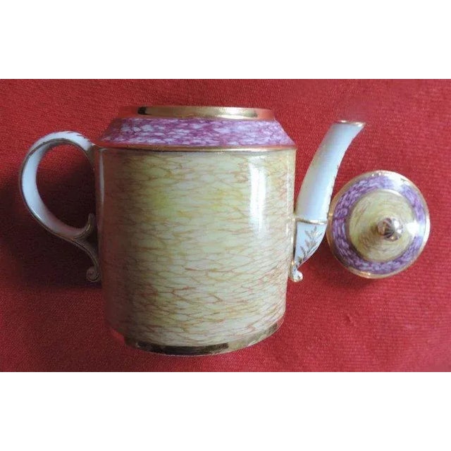 Ceramic 18th Century French Empire Chanou Old Paris Porcelain Imitate Stone Tea Pot For Sale - Image 7 of 10
