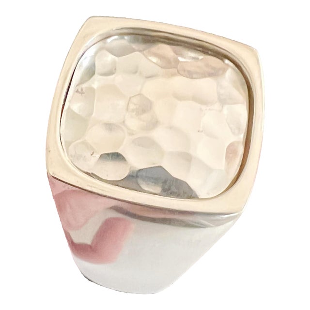 Lovely Danish Georg Jensen 925 Sterling Silver Hammered Signet Ring Sz 10.75 For Sale