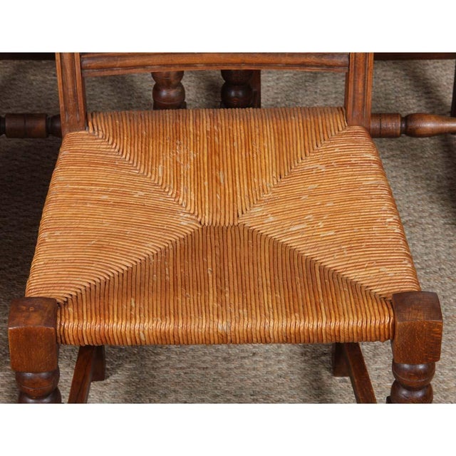 Vintage Wood Straw-Seated Chairs, 1940, Set of 8 For Sale - Image 4 of 15