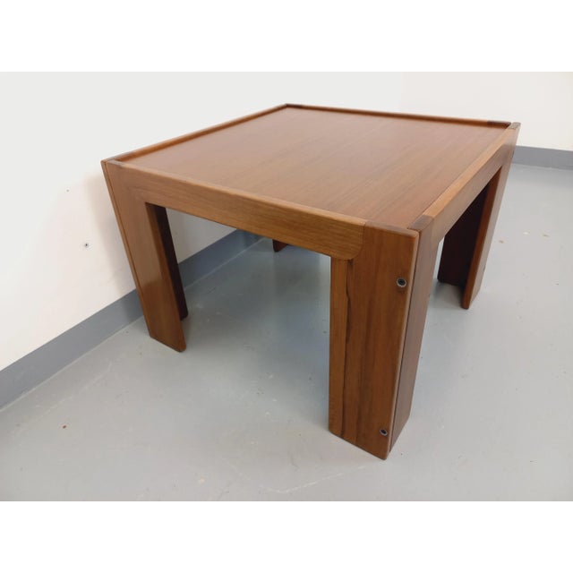 Cassina Vintage Italian Square Teak and Walnut Coffee Table by Afra and Tobia Scarpa for Cassina, 1960s For Sale - Image 4 of 18