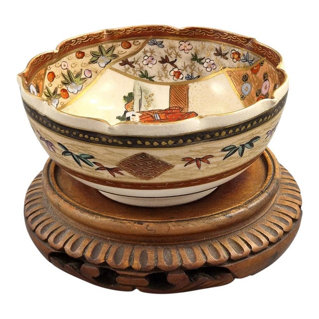 Meiji Japanese Satsuma Hanami Bowl by Kyoto Export Ware, 1895 For Sale - Image 6 of 11