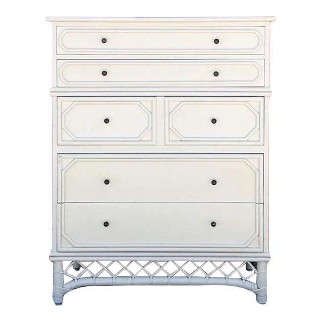 Mid 20th Century Palm Beach Regency Ficks Reed Faux Bamboo Tall Chest For Sale