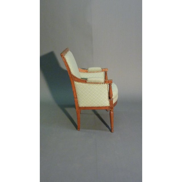 This Petite Louis XVI Bergere once was part of a high end children sitting room in France. The fully upholstered French...