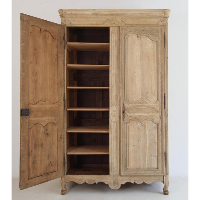 Wood 19th Century French Provincial Bleached Oak Wardrobe For Sale - Image 7 of 18