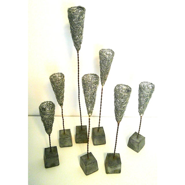 MCM Tage Andersen Brutalist Welded Wire Woven Mesh Candle Cones on Block Bases Style /7 Up for sale is a is an estate sale...