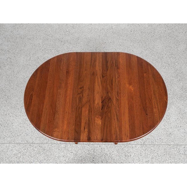 Midcentury Danish Round Teak Dining Table with 2 Extensions 1960s - Central Leg attributed to Erling Torvits For Sale - Image 9 of 12
