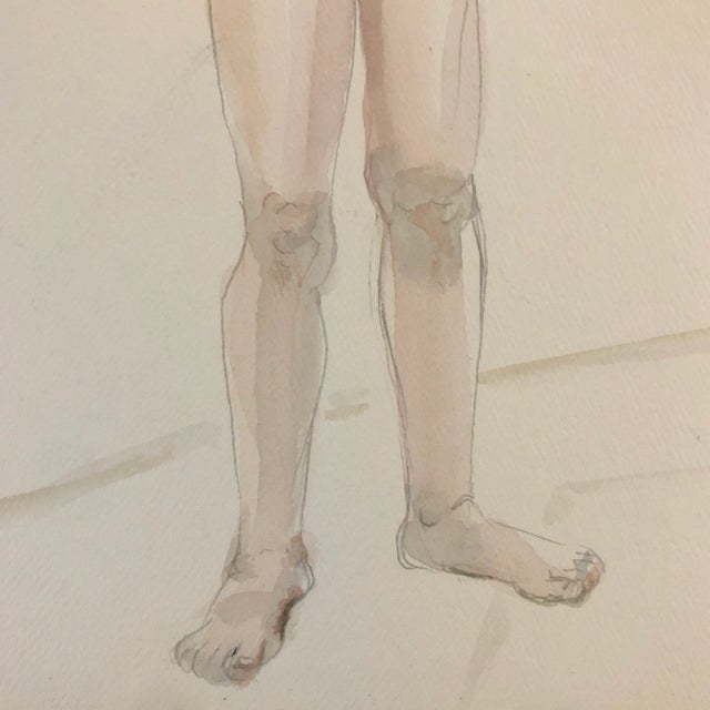 Contemporary Original Vintage Female Nude Watercolor Painting 1970’s For Sale - Image 3 of 5