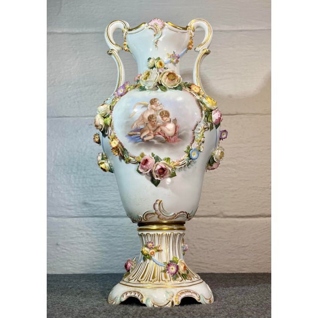 Antique Meissen Decorative Porcelain Handled Vase For Sale In Orlando - Image 6 of 12