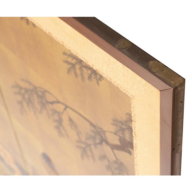 "Pheasant and Sakura", Pre-1964 Showa Era Japanese Painted Byobu Screen For Sale - Image 16 of 18