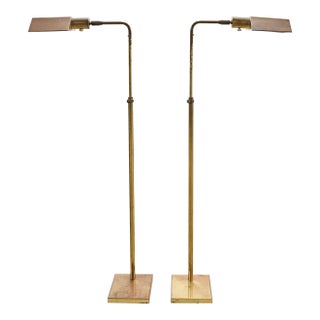 Pair of Koch & Lowy Omi Patinated Brass Pharmacy Floor Lamps For Sale