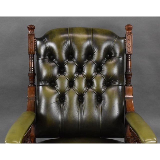 Victorian Armchair in Mahogany and Leather, 1880 For Sale - Image 6 of 14