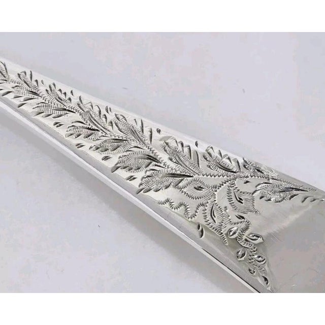 Brown Antique Edwardian Sterling Silver Serving Spoons, Sheffield, 1905, Set of 2 For Sale - Image 8 of 14