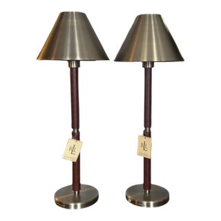 Pair of Ralph Lauren Campaign-Style Table Lamps For Sale