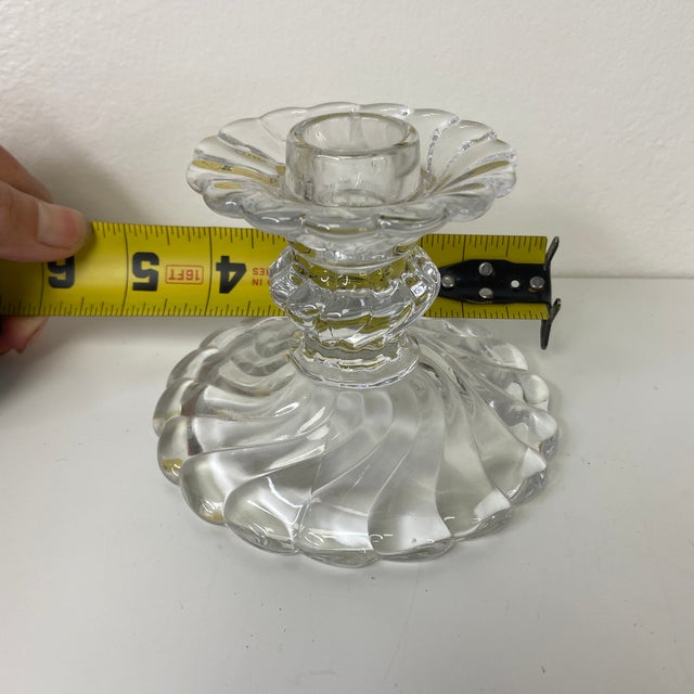 Glass Vintage Fostoria Colony Pressed Glass Candle Holders – a Pair For Sale - Image 7 of 8