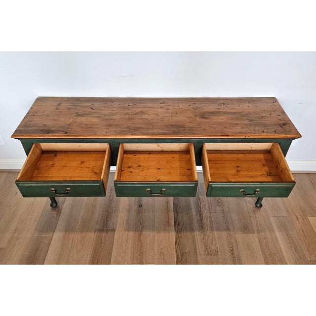 Rustic Antique British Farmhouse Green Painted Pine Kitchen Dresser ...