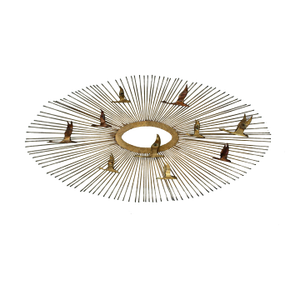 1970s C Jeré Brutalist Sunburst Flying Gulls Wall Sculptures Patina