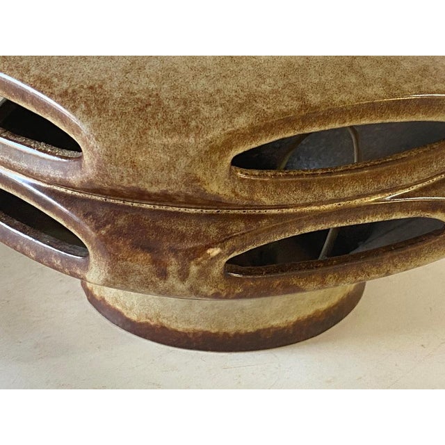 Ceramic Large Brown Color Table Lamp in Ceramic, West Germany, France, 1970s For Sale - Image 7 of 18