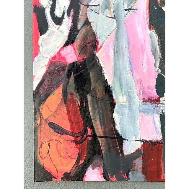 Embodying the emotive power and raw energy of mid-century modern art, this vibrant vintage oil painting on canvas features...