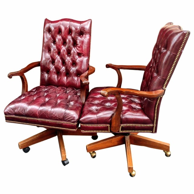 1990s 4 Hancock & Moore Tufted Executive Chairs For Sale - Image 10 of 12