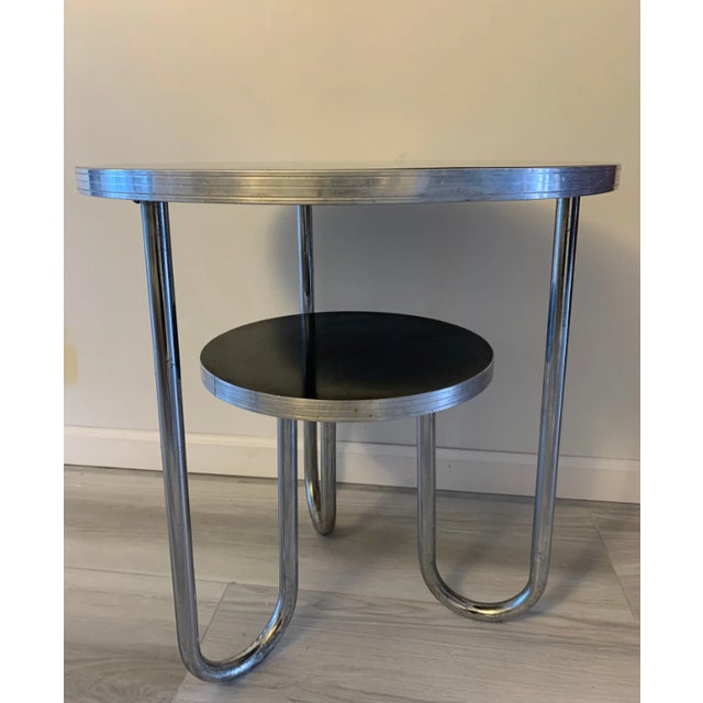 1940s Vintage 1940s Bauhaus Modern Tiered Occasional Table by Royal Metal Manufacturing For Sale - Image 5 of 6