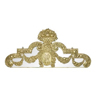English 19th Century Brass and Mirror Architectural Element with Floral Decor For Sale