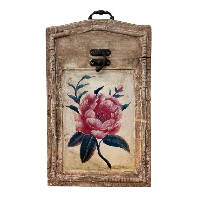 Vintage Hand Painted Faux Bois Two-Bottle Wine Storage Chest For Sale