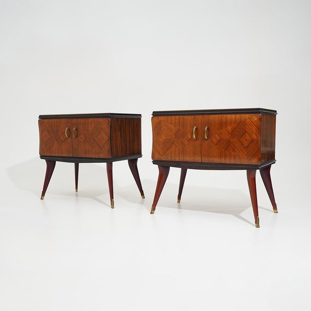 Mid-Century Modern Bedside Tables with Glass Top, 1950s, Set of 2 For Sale - Image 3 of 14