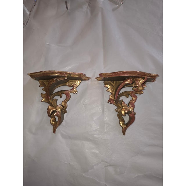 Small Pair of Giltwood Italian Wall Brackets For Sale - Image 12 of 12