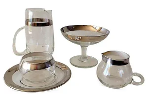 Mid-Century Dorothy Thorpe Assorted Glass Service Ware - Set of 5