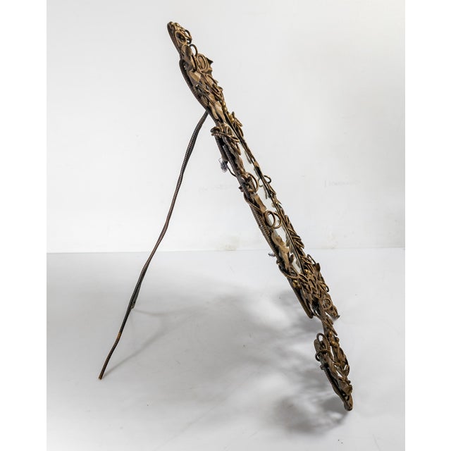 19th Century Austrian Bronze Ivy Vine and Berry Motif Table Mirror Possibly by Bergman For Sale - Image 9 of 15