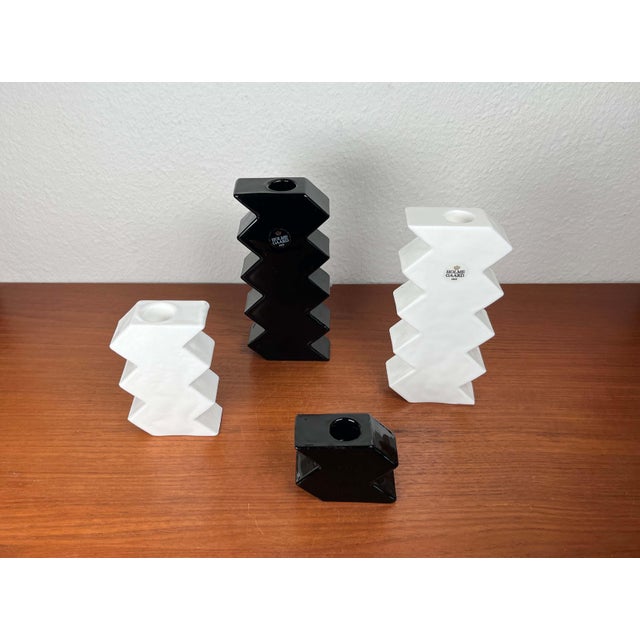 Postmodern Black and White Glass Candleholder by Halskov & Dalsgaard for Holmegaard, Set of 4 For Sale - Image 16 of 18