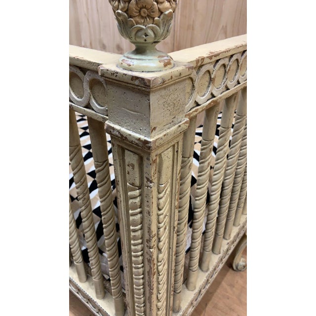 Vintage Italian Neoclassical Carved Ornate Settee Newly Reupholstered For Sale - Image 11 of 12