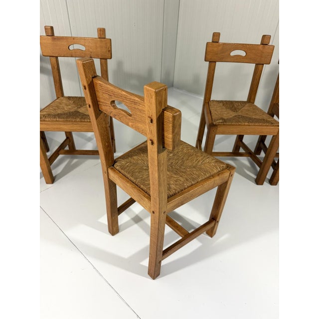 1960s Rustic Blonde Oak Dining Chairs, 1960s, Set of 6 For Sale - Image 5 of 18