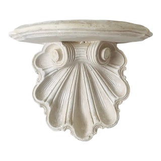 Late 20th Century Vintage Costal White Plaster Shell Wall Shelf For Sale