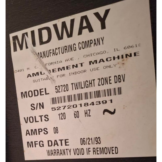 Vintage 1993 Bally Midway "The Twilight Zone" Widebody Pinball Machine For Sale - Image 13 of 15