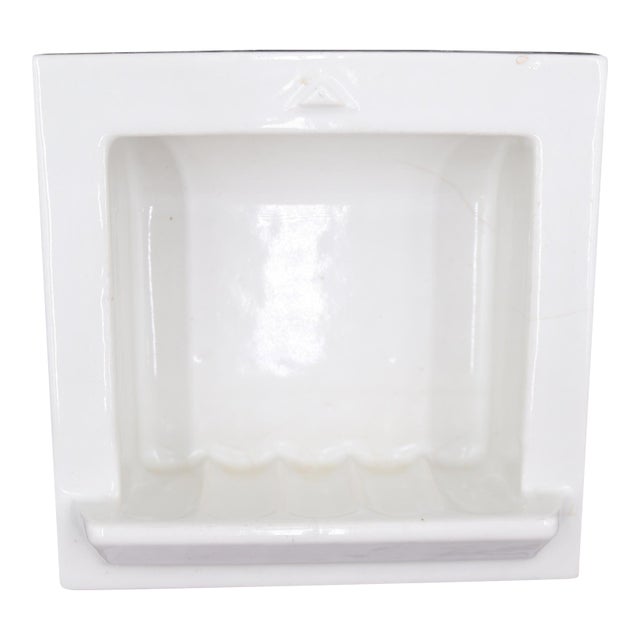 Vintage White Fairfacts Co. Porcelain Bathroom Soap Dish For Sale