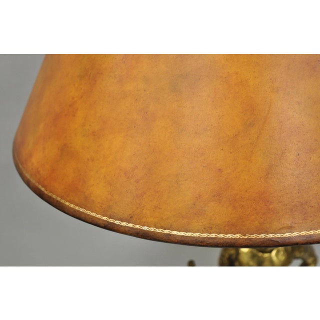 Vintage Maitland Smith Bronze Figure Golfer Sculpture Table Lamp W Leather Shade For Sale - Image 10 of 18