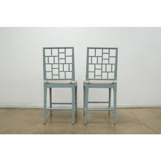 Faux Bamboo Chippendale Bar Stools (Set of 4) For Sale - Image 10 of 18