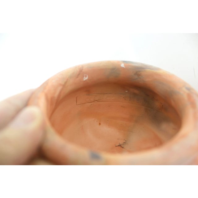 1970s Vintage Comanche Pottery Unglazed Clay Terracotta Swirl Planters - Set of Two For Sale - Image 5 of 10
