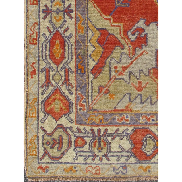 Tribal Vintage Turkish Oushak Rug With Bold Red, Indigo Blue, Saffron Gold and Ivory 3'0"x5'8" For Sale - Image 3 of 5