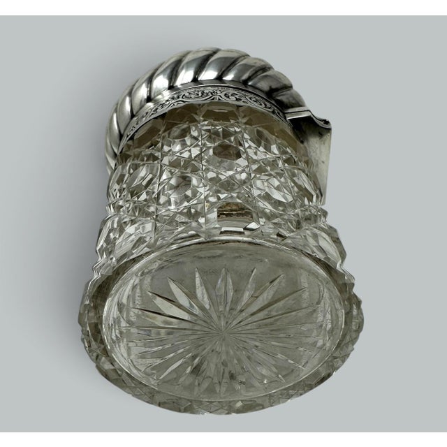 Antique Sterling Silver Jar Centerpiece Mappin Webb Hand Cut Led Crystal Glass For Sale - Image 4 of 9